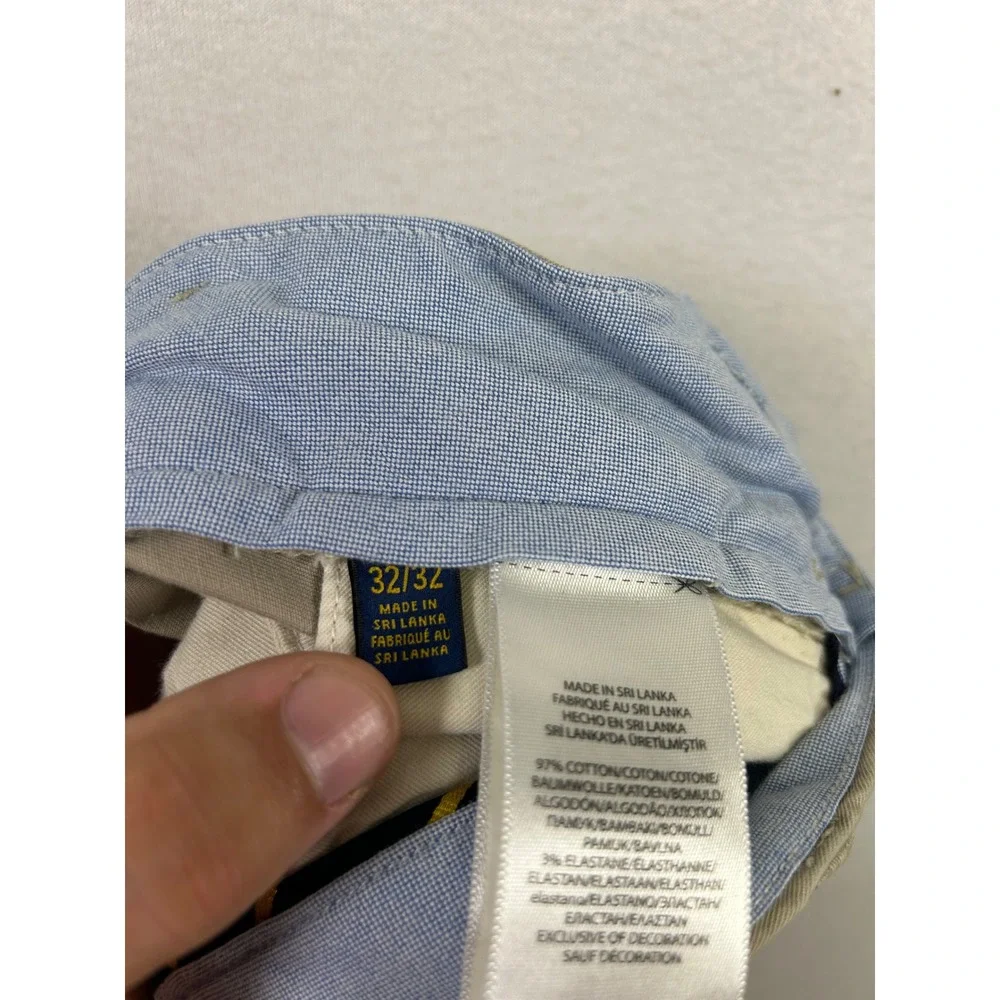 Preppy Old Money Polo Ralph Lauren Mens 32x32 Tan Stretch Straight Fit Chinos